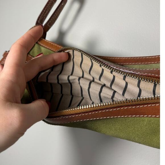 Vintage Kate Spade Green Suede Leather Shoulder Bag - Picture 9 of 12